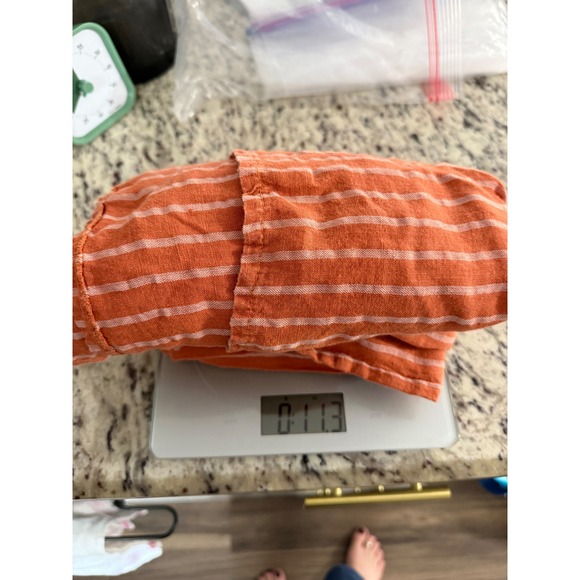 Puro Lino 100% Linen Made in Italy Orange Striped Jumpsuit One Size Coastal - Picture 11 of 11